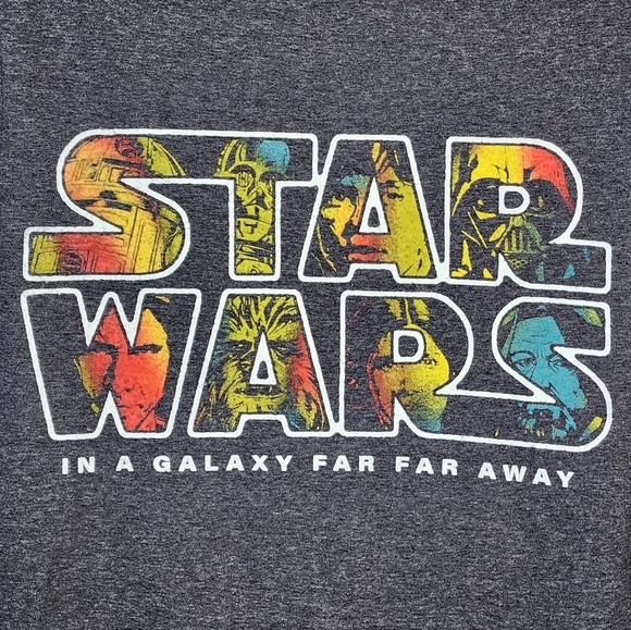 Fifth Sun Men's Heather Gray Star Wars T-Shirt Galaxy Far Far Away Text, sz MD - Picture 3 of 8